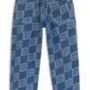 Kids’ blue jeans with stacked-logo jacquard