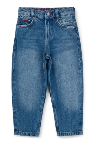 Kids’ blue loose-fit jeans in stretch denim