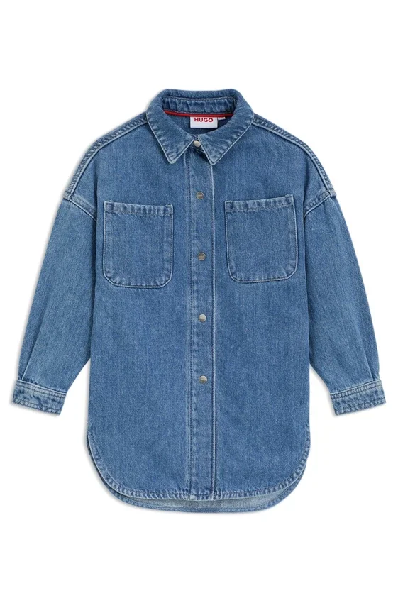 Kids’ blue loose-fit shirt in cotton denim Kids’ blue loose-fit shirt in cotton denim