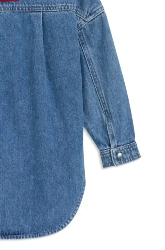 Kids’ blue loose-fit shirt in cotton denim