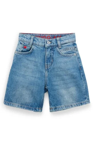 Kids’ blue loose-fit shorts in cotton denim