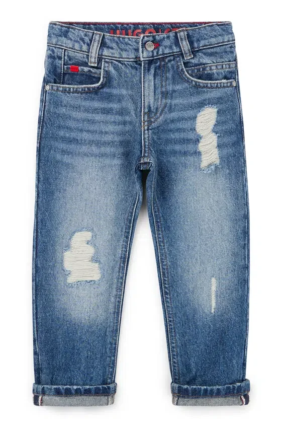 Kids’ blue regular-fit jeans in distressed denim Kids’ blue regular-fit jeans in distressed denim