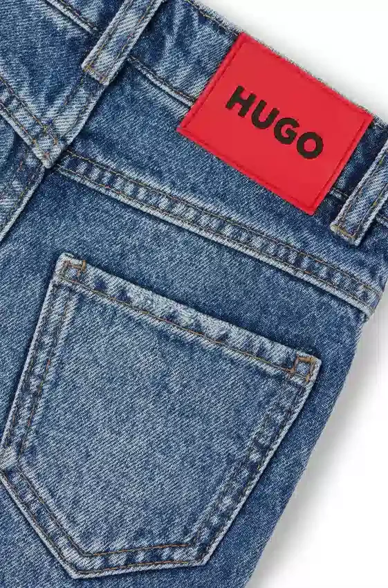 Kids’ blue regular-fit jeans in distressed denim Kids’ blue regular-fit jeans in distressed denim