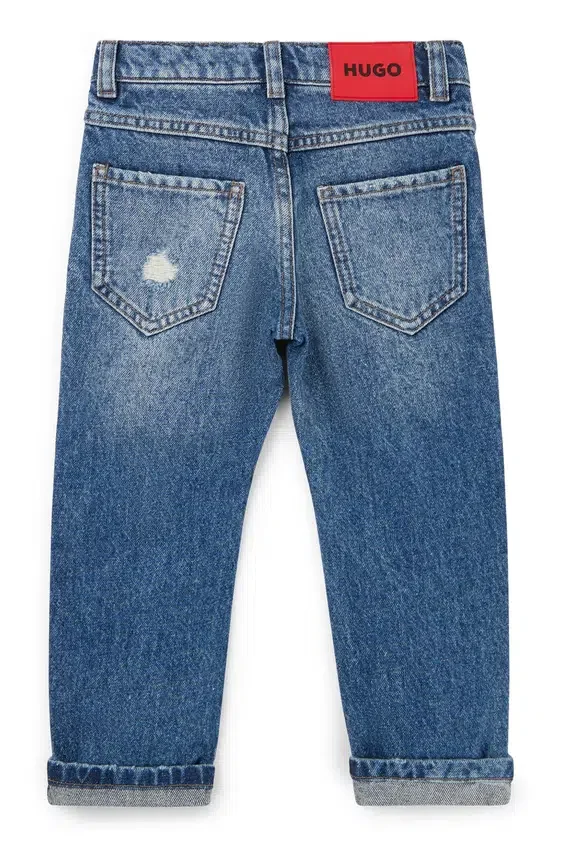 Kids’ blue regular-fit jeans in distressed denim Kids’ blue regular-fit jeans in distressed denim