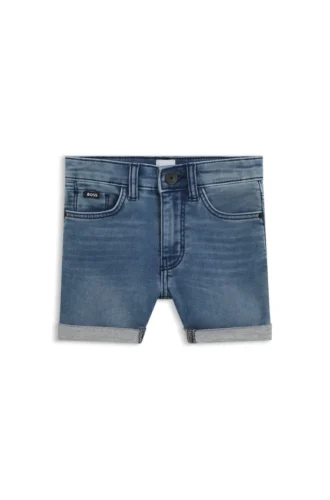 Kids’ blue shorts in stretch denim