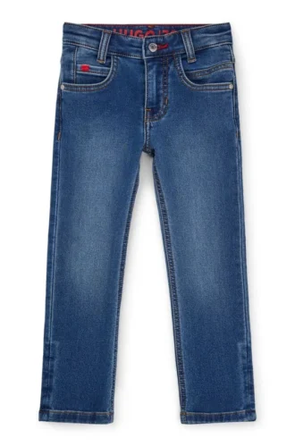 Kids’ blue slim-fit jeans in knitted denim