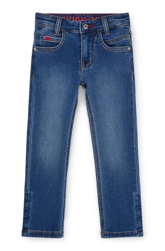 Kids’ blue slim-fit jeans in knitted denim Kids’ blue slim-fit jeans in knitted denim