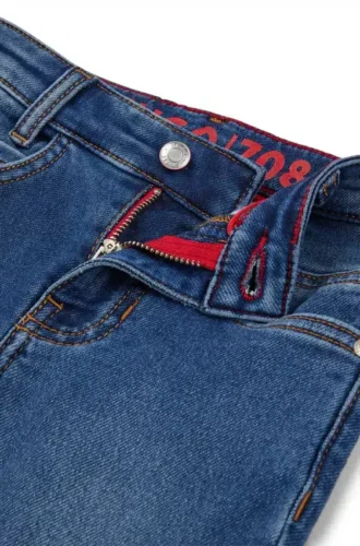 Kids’ blue slim-fit jeans in knitted denim