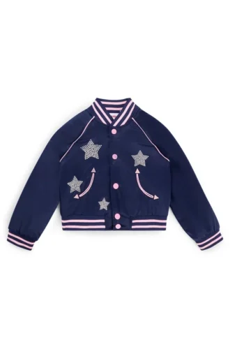 Kids’ bomber jacket with branding and stars