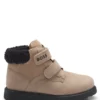 Kids’ boots in leather with faux-shearling collar
