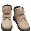 Kids’ boots in leather with faux-shearling collar