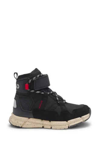 Kids’ boots in suede and faux leather