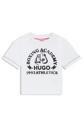 Kids’ boxing-artwork T-shirt in cotton