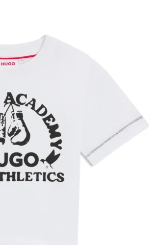 Kids’ boxing-artwork T-shirt in cotton