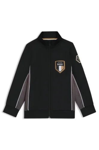 Kids’ branded-badge zip-up jacket in a cotton blend