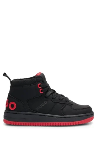 Kids’ branded trainers in faux nubuck leather