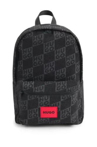 Kids’ canvas backpack with stacked-logo print