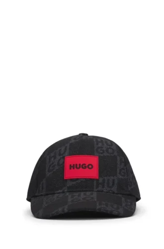 Kids’ canvas cap with stacked logos and branded label