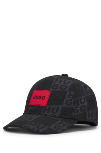 Kids’ canvas cap with stacked logos and branded label