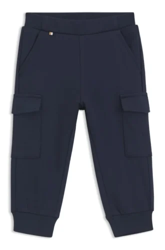 Kids’ cargo tracksuit bottoms in stretch piqué