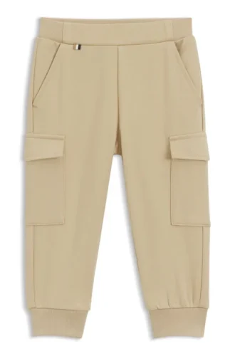 Kids’ cargo tracksuit bottoms in stretch piqué