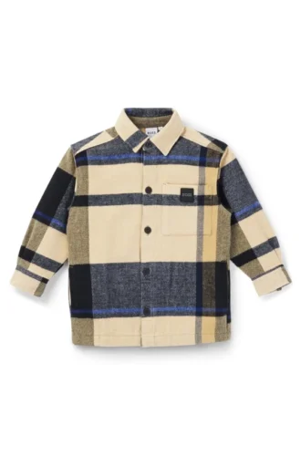 Kids’ checked-cotton shirt with branded pocket