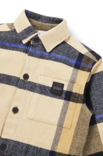 Kids’ checked-cotton shirt with branded pocket