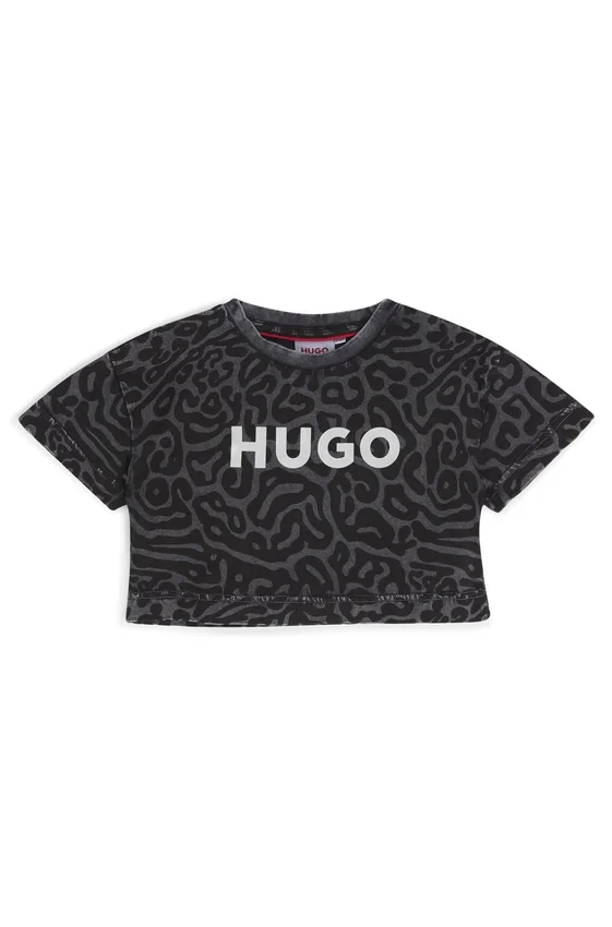 Kids’ cheetah-print T-shirt in cotton with lustrous logo Kids’ cheetah-print T-shirt in cotton with lustrous logo