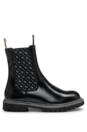 Kids’ Chelsea boots in patent leather with monogram panels