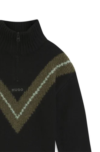 Kids’ chevron-pattern sweater with zip placket