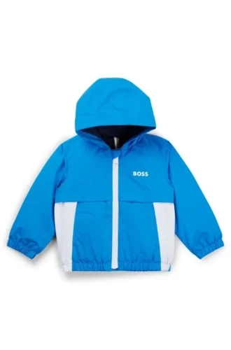 Kids’ color-block windbreaker with appearing monogram print