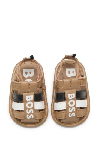 Kids’ contrast-logo sandals in leather