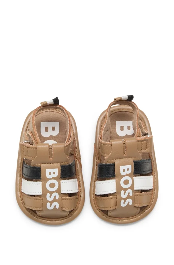 Kids’ contrast-logo sandals in leather Kids’ contrast-logo sandals in leather