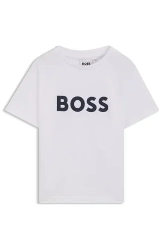 Kids’ contrast-logo T-shirt in cotton jersey