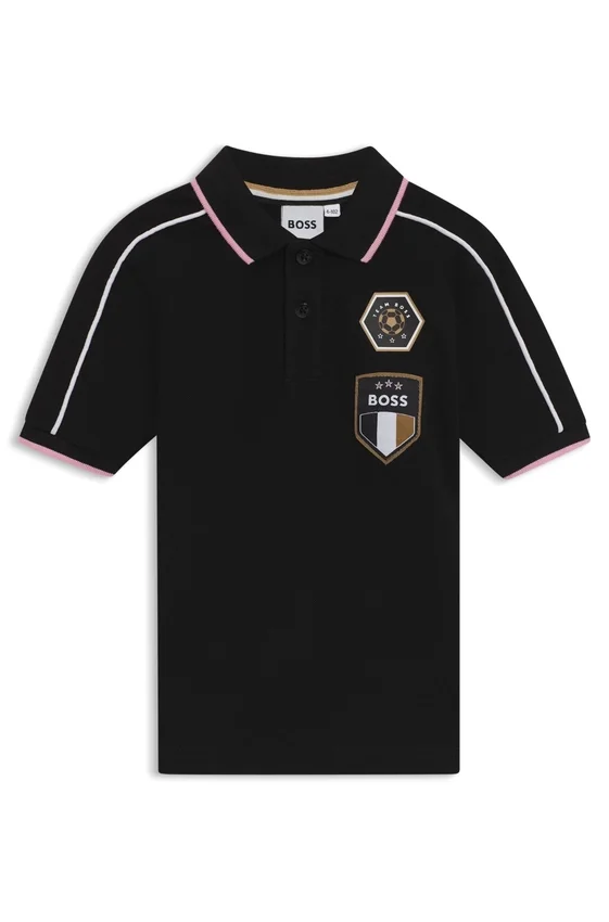 Kids’ contrast-stripe polo shirt in cotton piqué Kids’ contrast-stripe polo shirt in cotton piqué