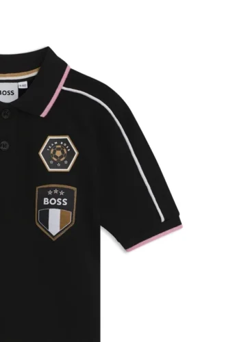 Kids’ contrast-stripe polo shirt in cotton piqué