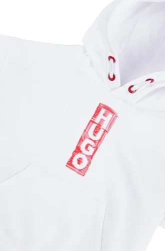 Kids’ cotton-blend hoodie with marker-style logos