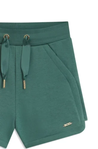 Kids’ cotton-blend shorts with logo plaque