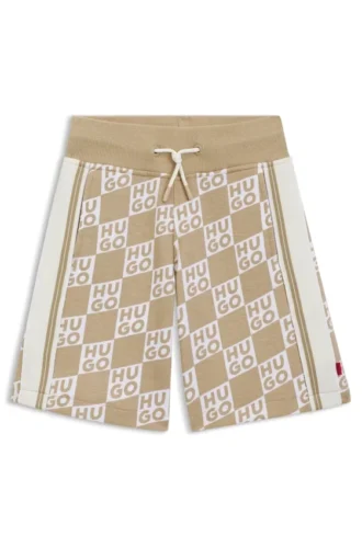 Kids’ cotton-blend shorts with stacked-logo print