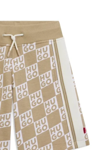 Kids’ cotton-blend shorts with stacked-logo print