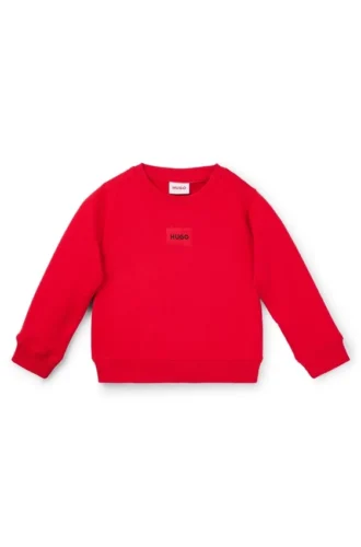 Kids’ cotton-blend sweatshirt with red logo label