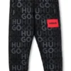 Kids’ cotton-blend tracksuit bottoms with all-over logo print