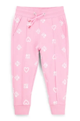 Kids’ cotton-blend tracksuit bottoms with logos and hearts Kids’ cotton-blend tracksuit bottoms with logos and hearts