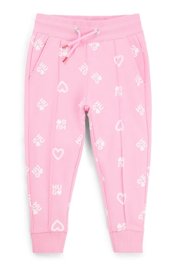 Kids’ cotton-blend tracksuit bottoms with logos and hearts Kids’ cotton-blend tracksuit bottoms with logos and hearts