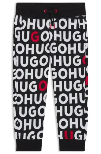 Kids’ cotton-blend tracksuit bottoms with repeat-logo print