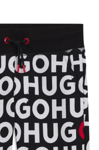 Kids’ cotton-blend tracksuit bottoms with repeat-logo print