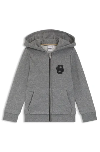 Kids’ cotton-blend zip-up hoodie with Double B monogram