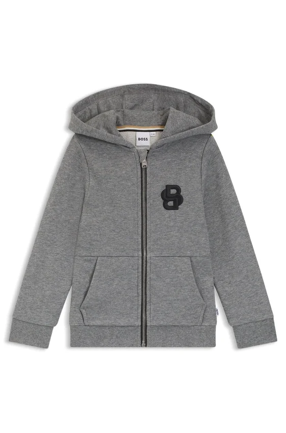 Kids’ cotton-blend zip-up hoodie with Double B monogram Kids’ cotton-blend zip-up hoodie with Double B monogram