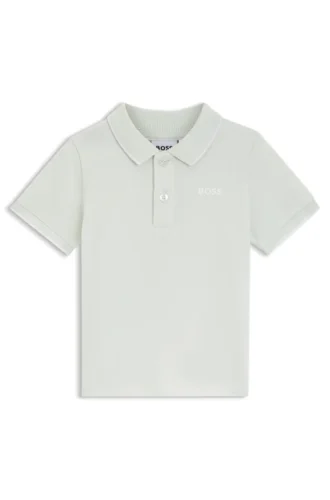 Kids’ cotton piqué polo shirt with logo print