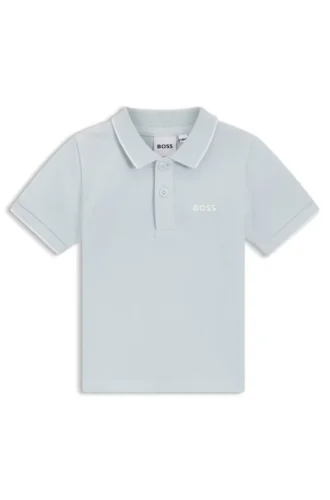 Kids’ cotton piqué polo shirt with logo print